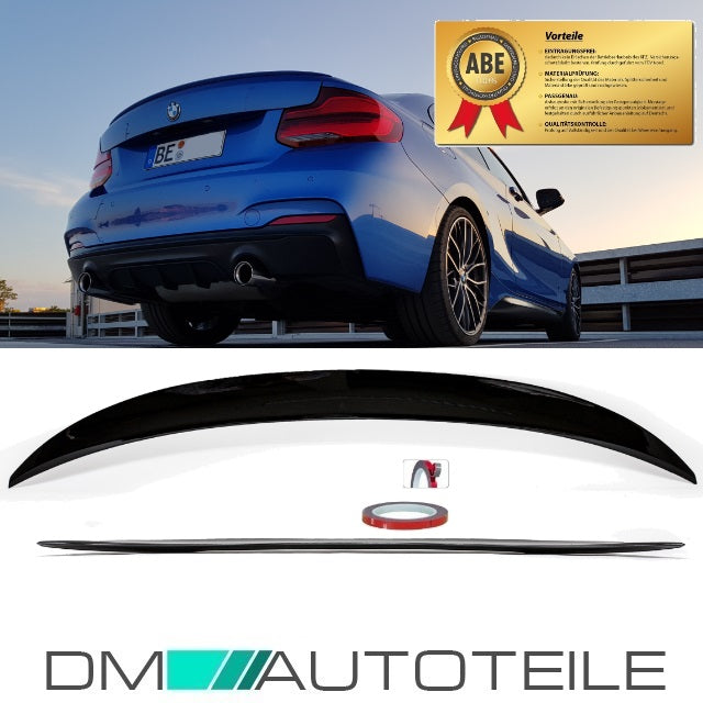 SET Heckspoiler Kofferraum Schwarz Glanz 475 Farbcode passend für BMW 2er F22 Coupe + M-Paket + 3M Tape bj. 14>