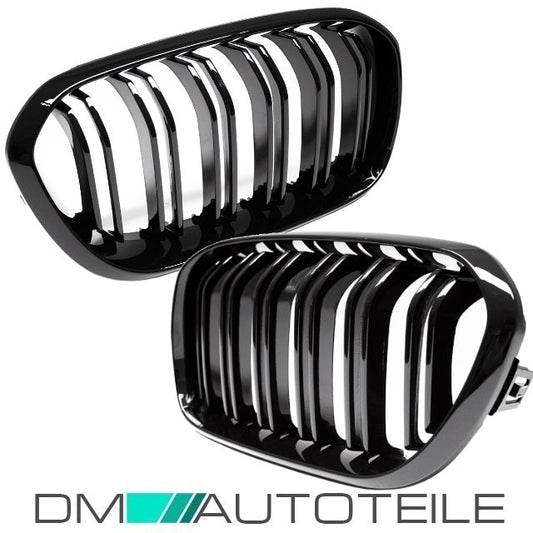 Kühlergrill Doppelsteg Schwarz Hochglanz passend für BMW 1er F20 F21 LCI ab 2015