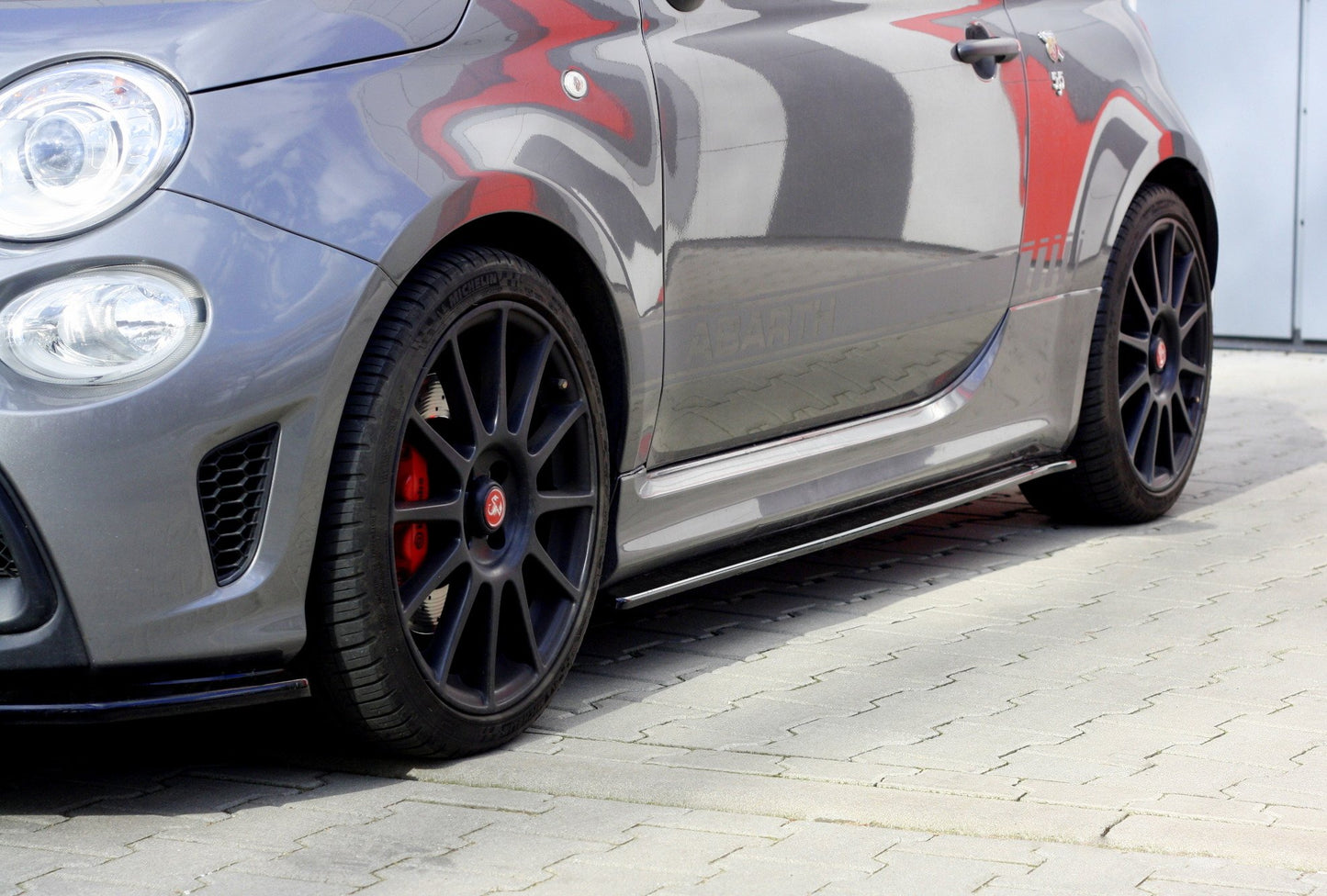 Seitenschweller Ansatz für FIAT 500 ABARTH MK1 FACELIFT schwarz Hochglanz