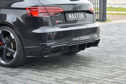 Heck Ansatz Flaps Diffusor für Audi RS3 8V FL Sportback schwarz matt