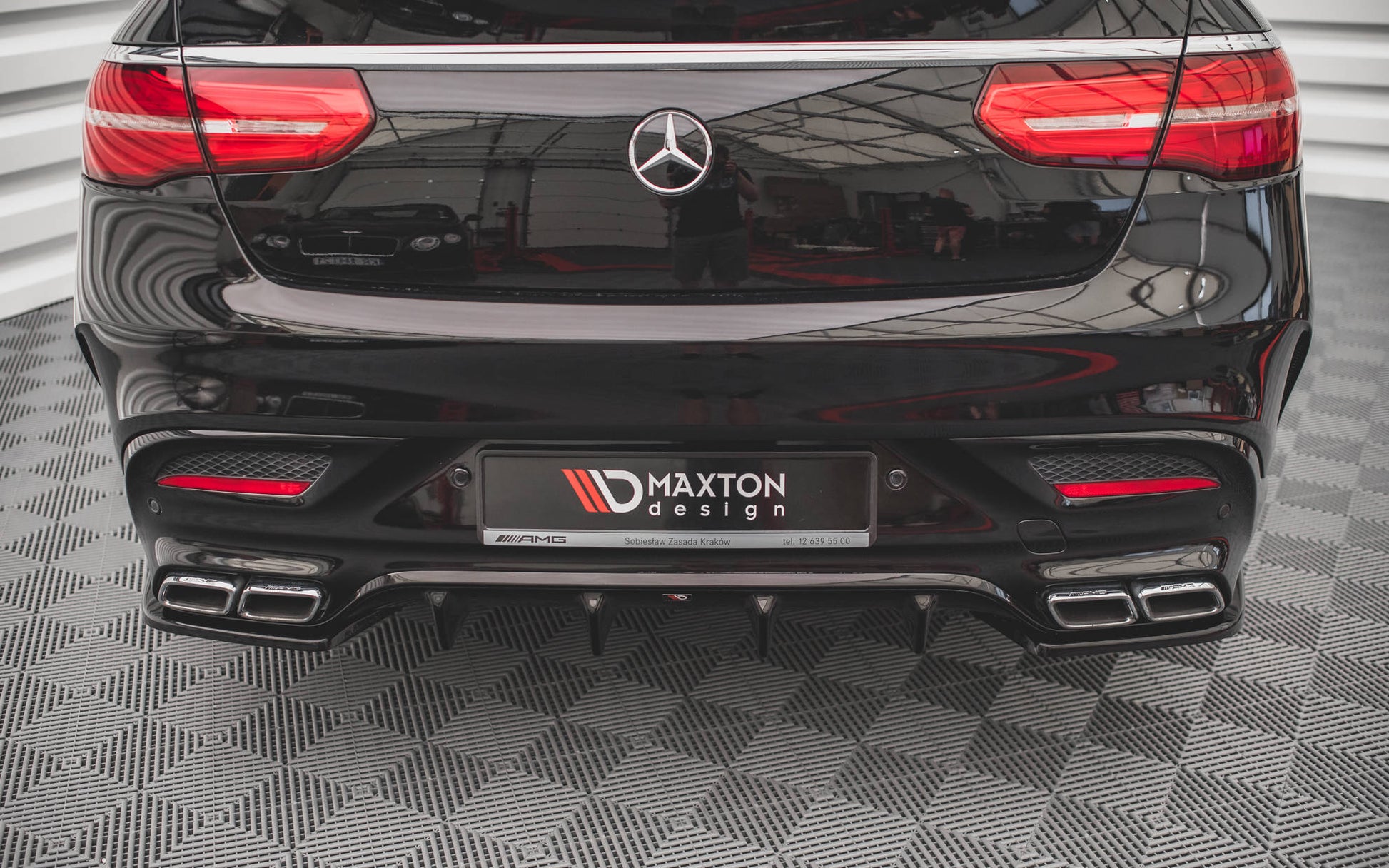 Heck Ansatz Flaps Diffusor V.2 für Mercedes-Benz GLE Coupe 63 AMG C292 schwarz Hochglanz