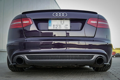 Heck Ansatz Flaps Diffusor für Audi A6 S-Line C6 / C6 FL Limousine / Avant Carbon Look