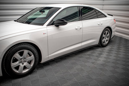 Seitenschweller Ansatz für Audi A6 C8 schwarz matt