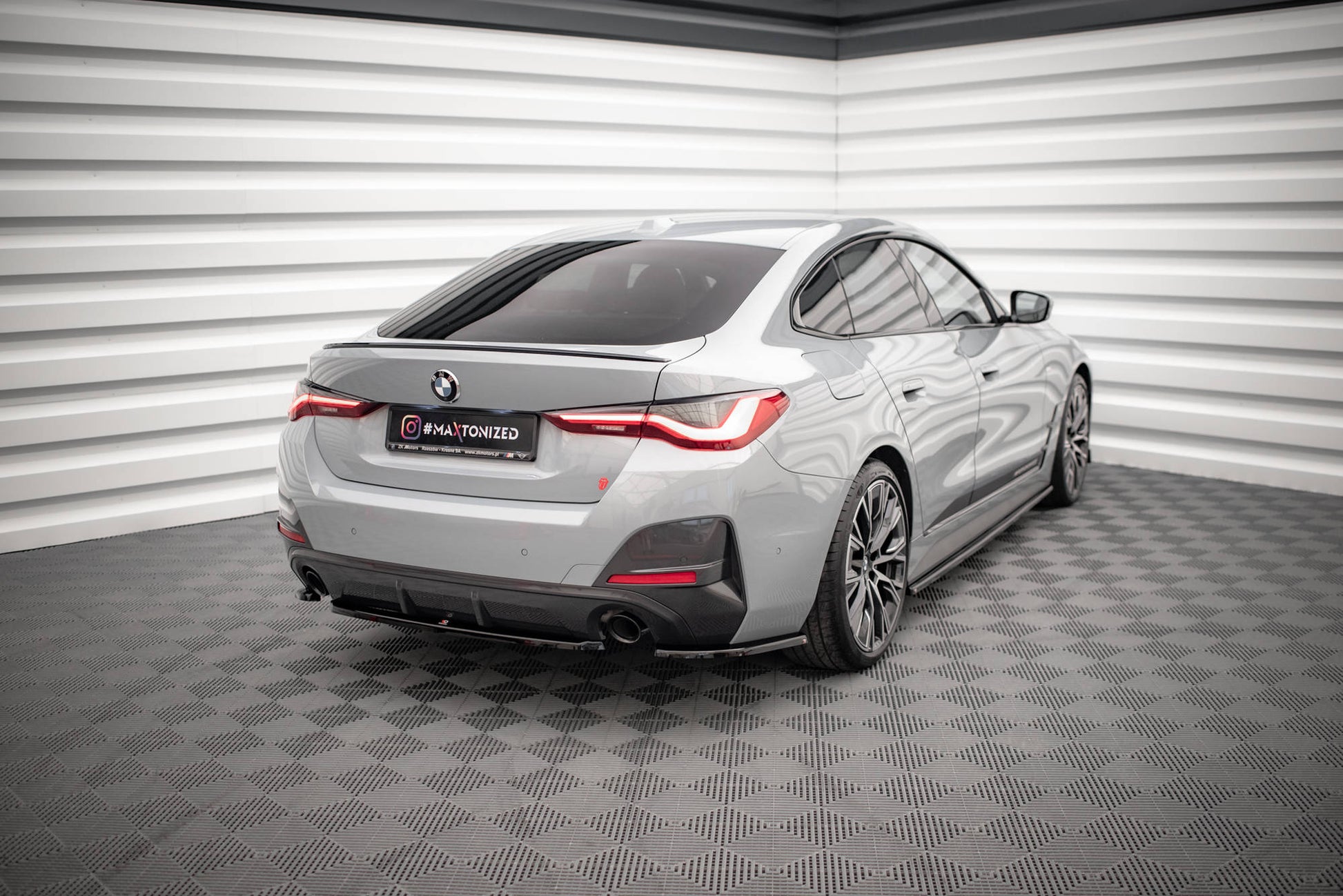 Heck Ansatz Flaps Diffusor V.1 für BMW 4er Gran Coupe M-Paket G26 schwarz matt