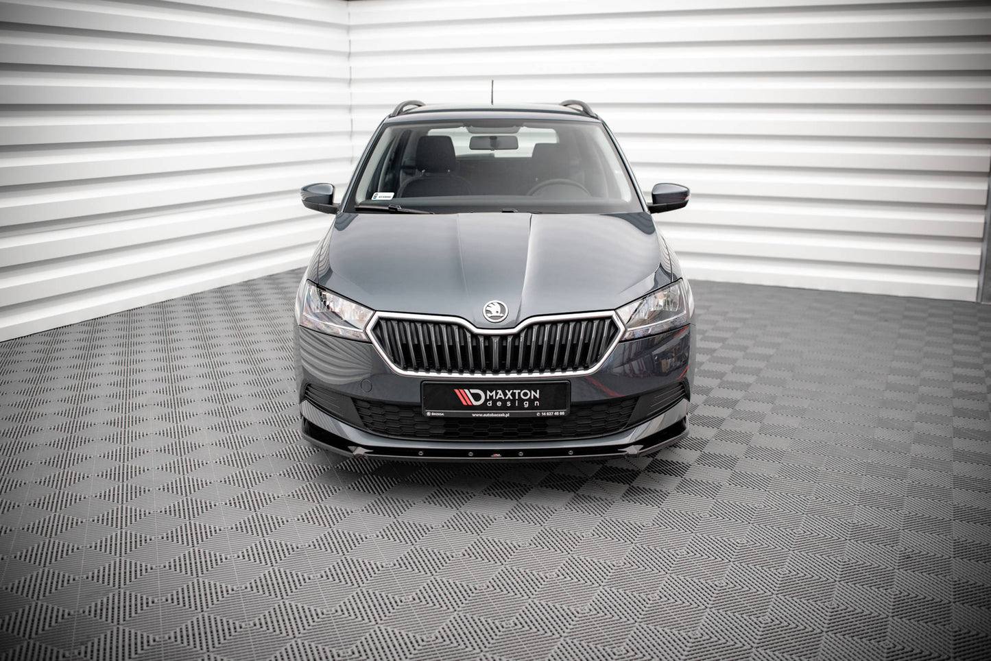 Front Ansatz für Skoda Fabia Mk3 Facelift schwarz Hochglanz