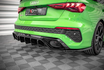 Heck Ansatz Flaps Diffusor für Audi RS3 Limousine 8Y schwarz matt