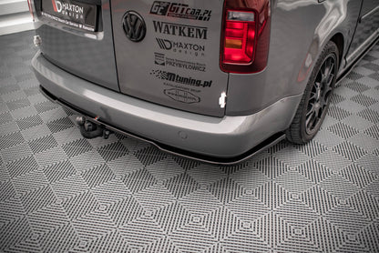 Mittlerer Diffusor Heck Ansatz für Volkswagen Caddy Long Mk3 Facelift schwarz Hochglanz
