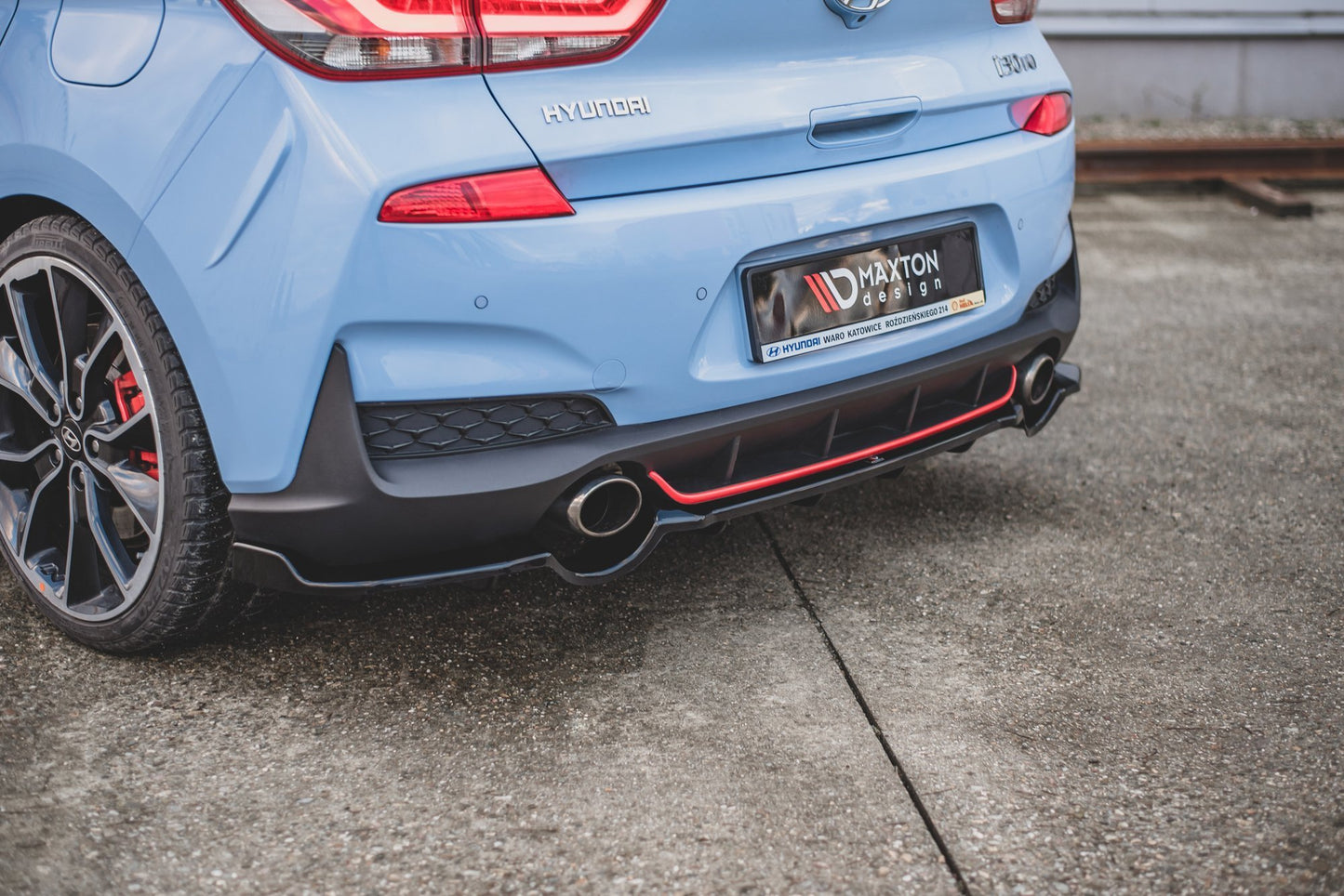 Mittlerer Diffusor Heck Ansatz DTM Look für Hyundai I30 N Mk3 Hatchback Carbon Look