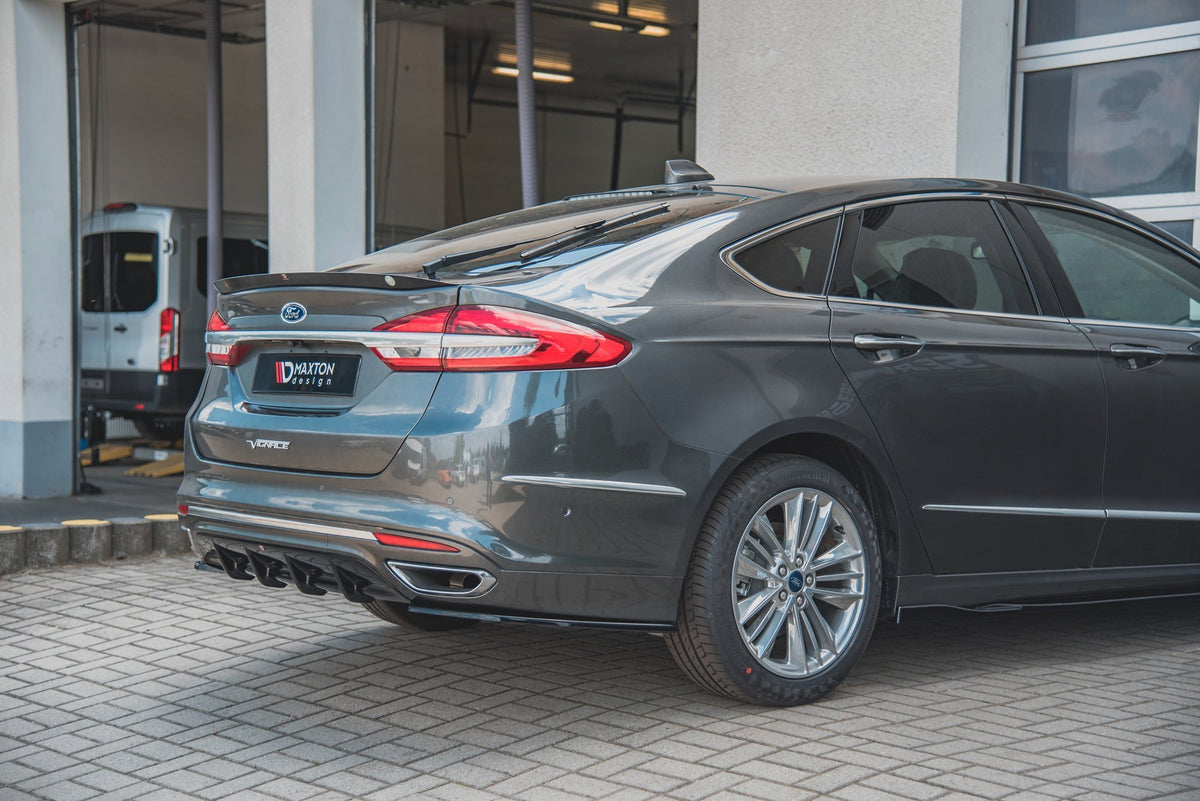 Heck Ansatz Flaps Diffusor für Ford Mondeo Vignale Mk5 Facelift schwarz matt