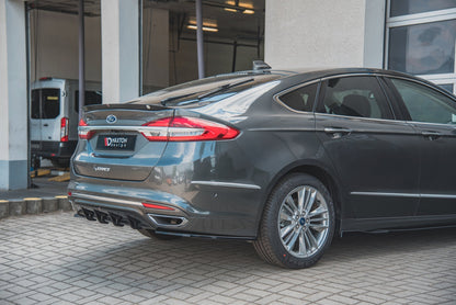 Heck Ansatz Flaps Diffusor für Ford Mondeo Vignale Mk5 Facelift schwarz matt