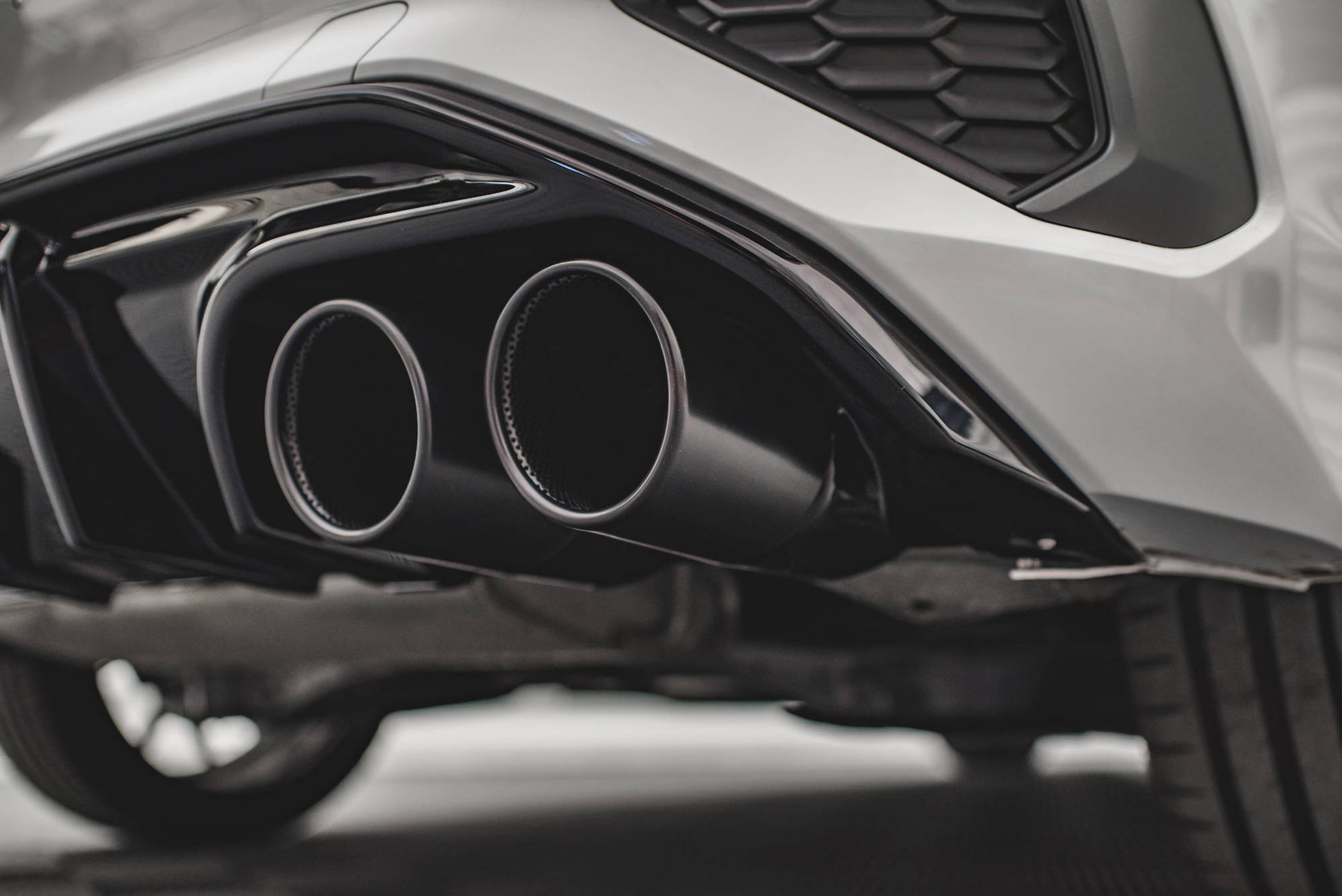Diffusor Heck Ansatz für + Endschalldampfer Sportauspuff Attrappe Audi A3 S-Line Sportback 8Y