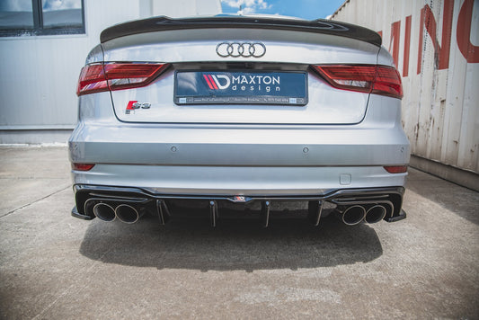 Diffusor Heck Ansatz für Audi S3 Limousine 8V Facelift schwarz matt