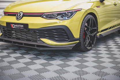 Robuste Racing Front Ansatz für passend +Flaps für Volkswagen Golf 8 GTI Clubsport schwarz Hochglanz