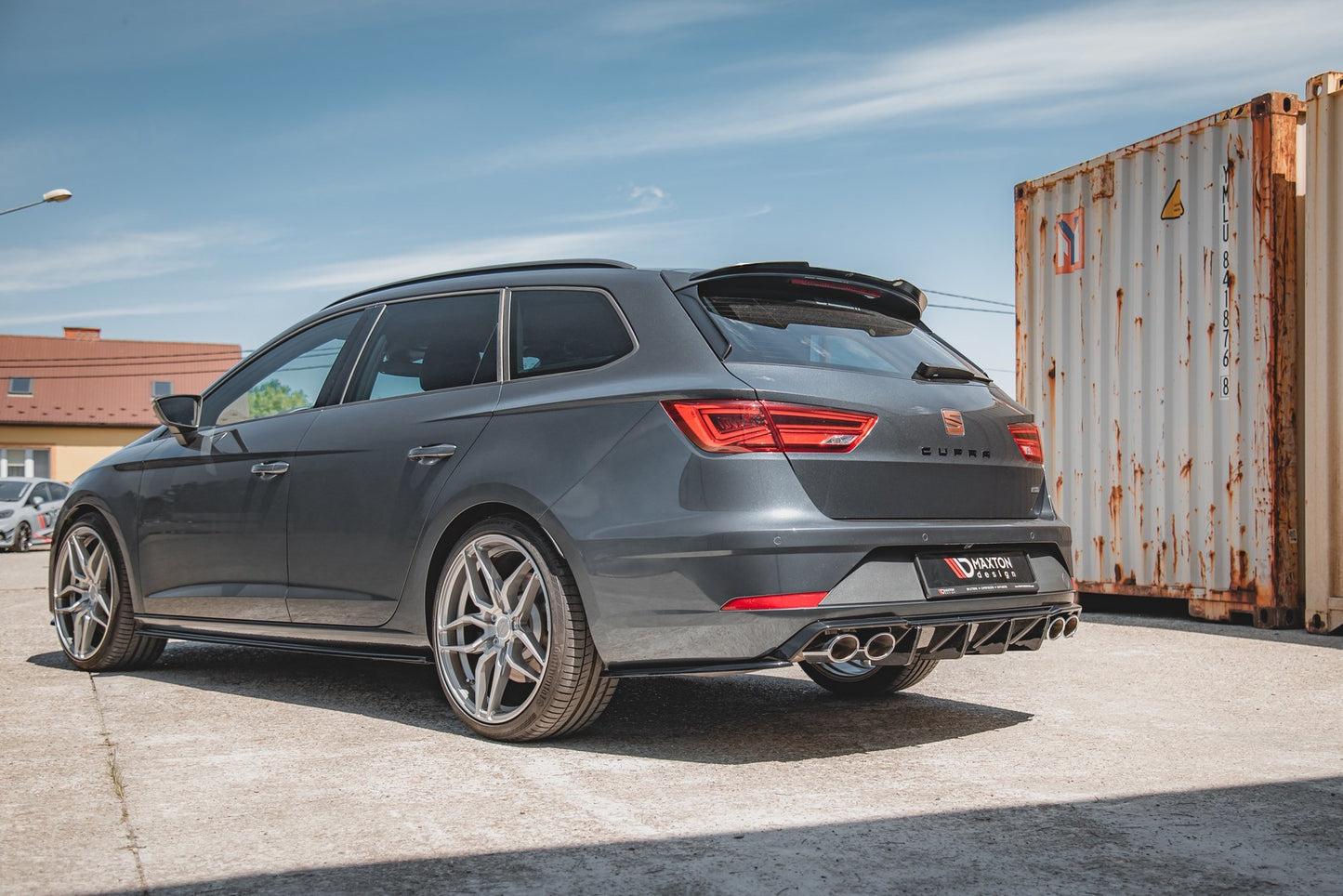 Heck Ansatz Flaps Diffusor V.2 für Seat Leon Cupra Mk3 FL Sportstourer schwarz matt