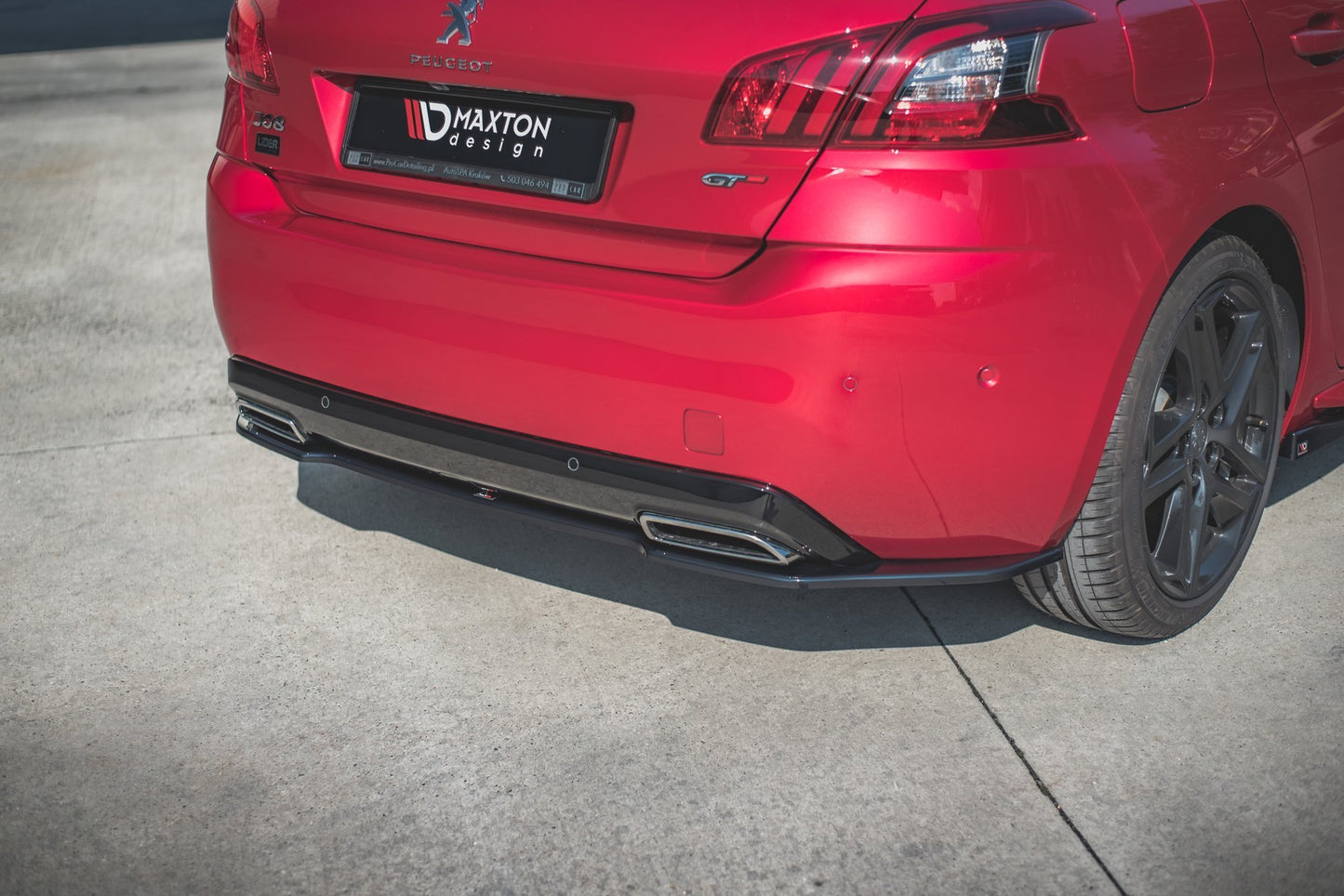 Mittlerer Diffusor Heck Ansatz für Peugeot 308 GT Mk2 Facelift schwarz Hochglanz
