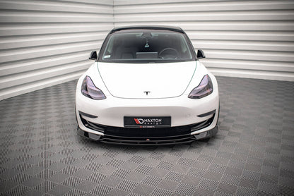 Front Ansatz V.3 für Tesla Model 3 schwarz Hochglanz