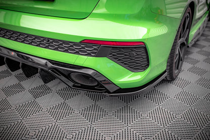 Heck Ansatz Flaps Diffusor für Audi RS3 Limousine 8Y Carbon Look