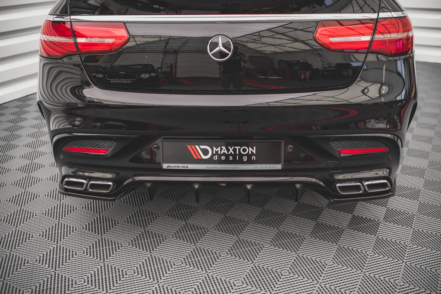 Heck Ansatz Flaps Diffusor V.1 für Mercedes-Benz GLE Coupe 63 AMG C292 schwarz Hochglanz