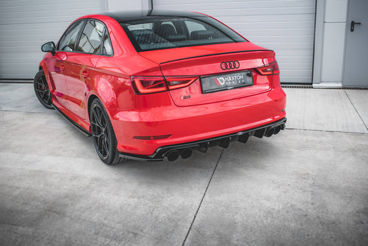 Diffusor Heck Ansatz für Audi S3 Limousine 8V schwarz Hochglanz