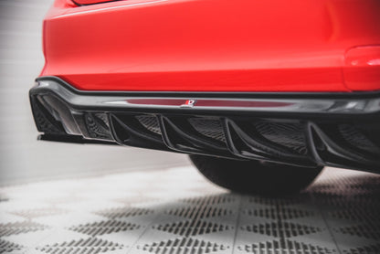 Diffusor Heck Ansatz für Ford Focus ST-Line Kombi Mk4 schwarz Hochglanz