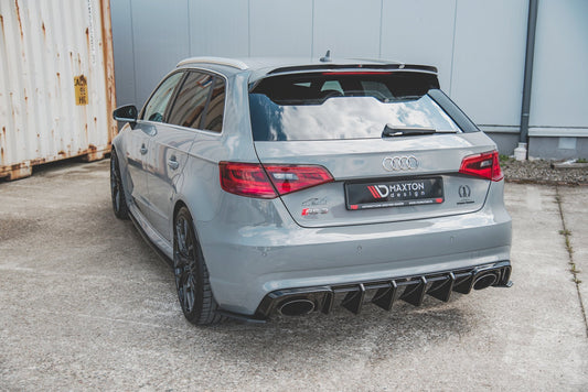 Diffusor Heck Ansatz für Audi RS3 8V Sportback schwarz matt