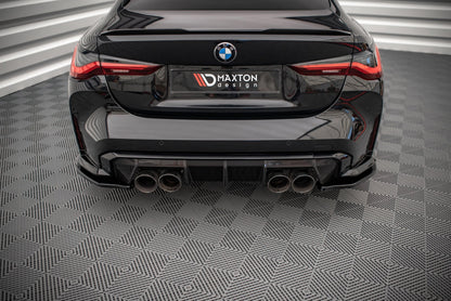 Heck Ansatz Flaps Diffusor für BMW M4 G82 schwarz Hochglanz