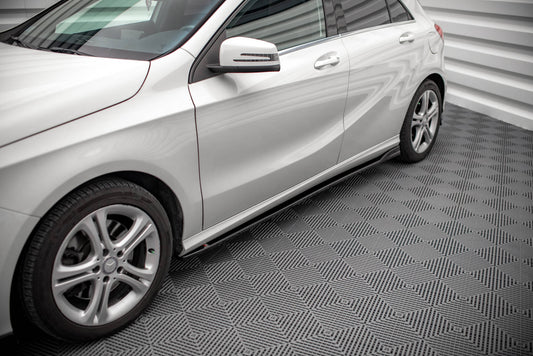 Seitenschweller Ansatz für V.1 für Mercedes-Benz A W176 schwarz matt