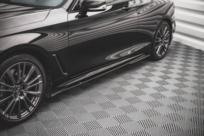Seitenschweller Ansatz für Infiniti Q60 S Mk2 schwarz Hochglanz