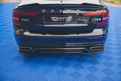 Mittlerer Diffusor Heck Ansatz für Volvo S60/V60 R-Design Mk3 schwarz Hochglanz