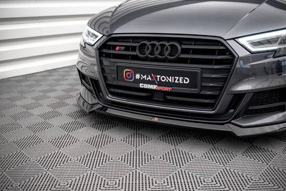 Front Ansatz V.3 für Audi S3 Sportback 8V Facelift schwarz Hochglanz