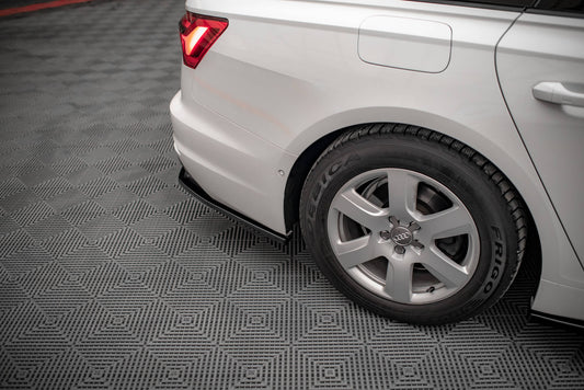 Mittlerer Diffusor Heck Ansatz für Audi A6 C8 schwarz matt