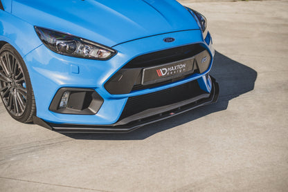Robuste Racing Front Ansatz für passend +Flaps für Ford Focus RS Mk3 schwarz Hochglanz