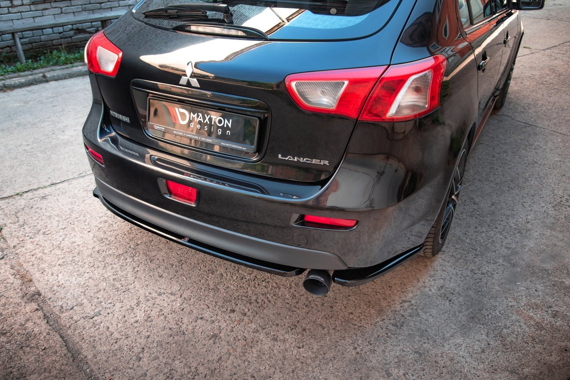 Heck Ansatz Flaps Diffusor für Mistubishi Lancer Sportback Mk8 schwarz matt