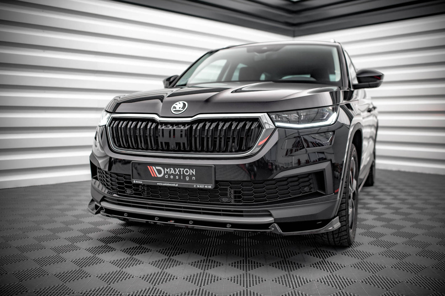 Front Ansatz V.1 für Skoda Kodiaq Mk1 Facelift schwarz Hochglanz