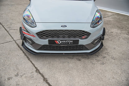 Robuste Racing Front Ansatz für passend für + Front Stoßstangen Racing Flaps passend für Ford Fiesta Mk8 ST / ST-Line schw...