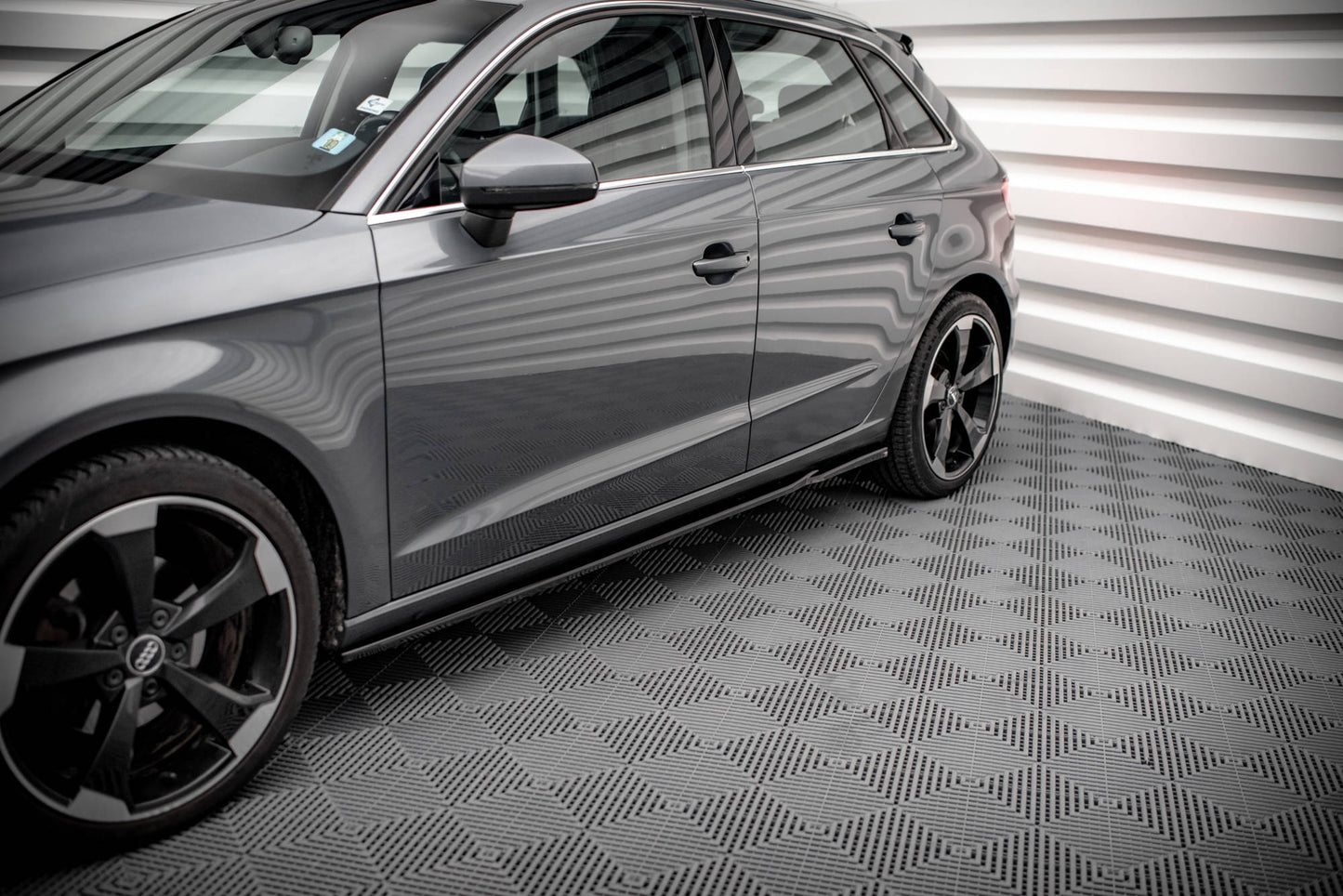 Seitenschweller Ansatz für Audi A3 Sportback 8V schwarz matt