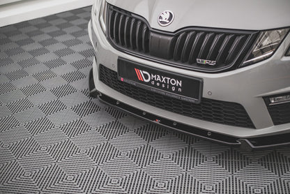 Front Ansatz V.2 für Skoda Octavia RS Mk3 Facelift schwarz Hochglanz