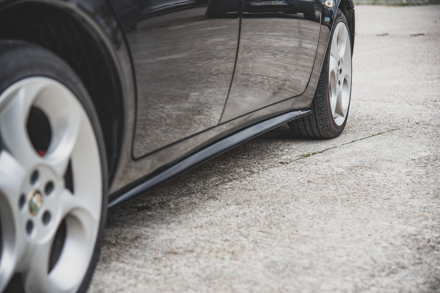 Seitenschweller Ansatz für Alfa Romeo 156 Facelift schwarz matt