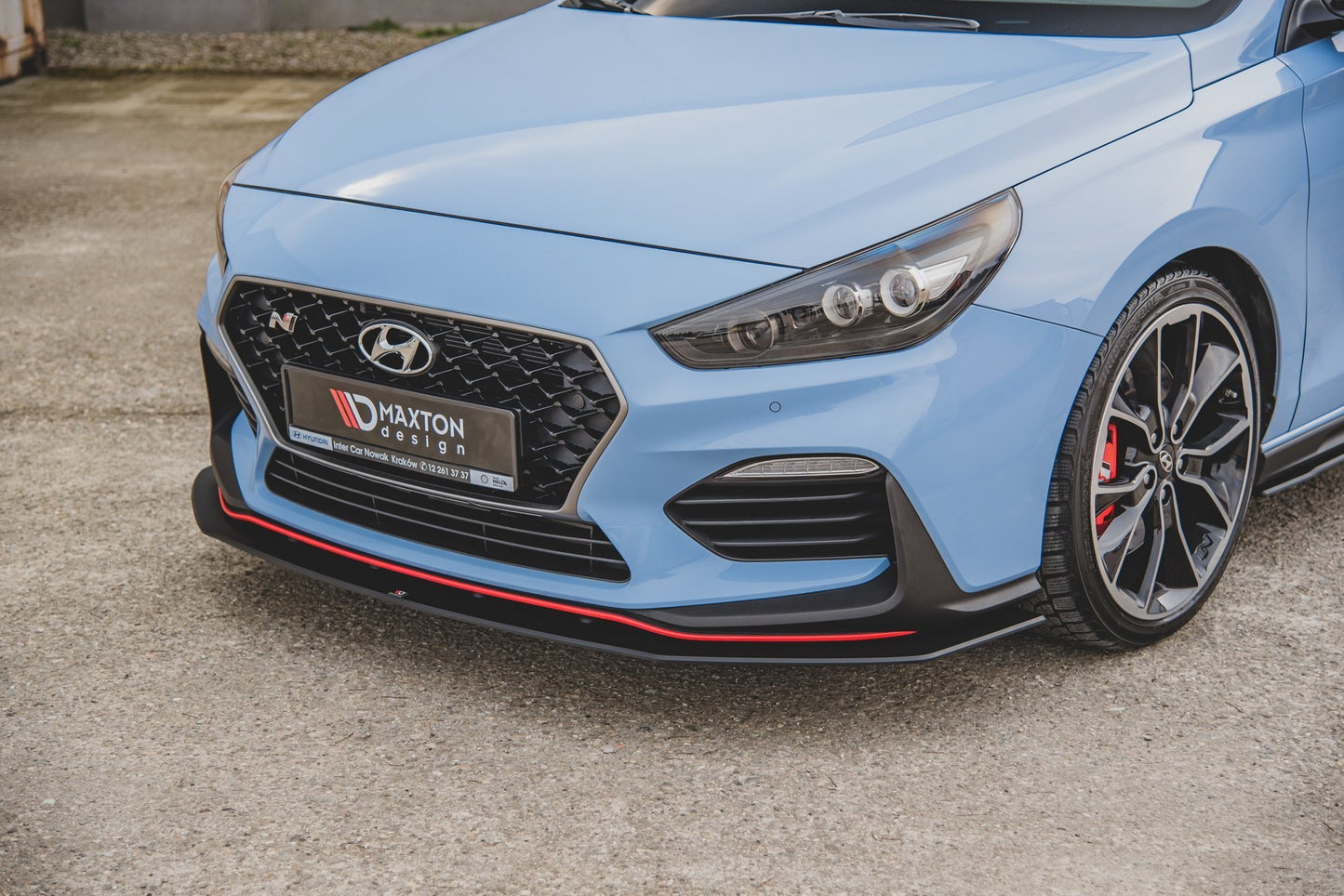 Robuste Racing Front Ansatz für passend +Flaps für Hyundai I30 N Mk3 Hatchback / Fastback schwarz Hochglanz