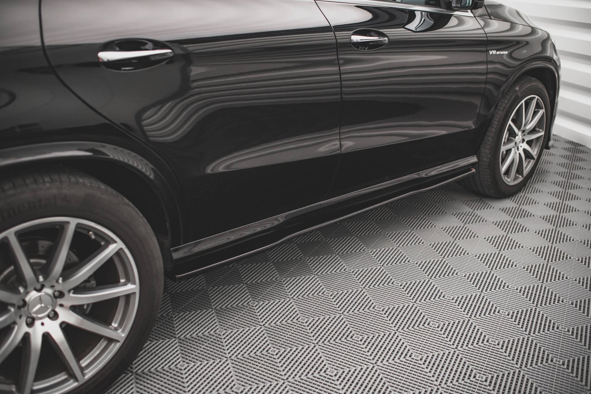 Seitenschweller Ansatz für Mercedes-Benz GLE Coupe 63 AMG C292 schwarz Hochglanz