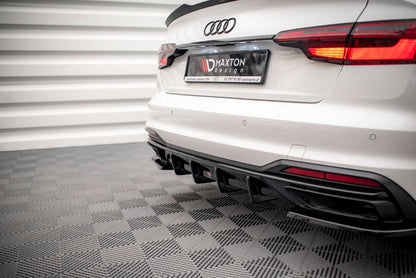 Diffusor Heck Ansatz für Audi A4 B9 Facelift Carbon Look