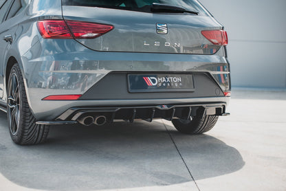 Diffusor Heck Ansatz für SEAT Leon Mk3 FR Facelift schwarz matt