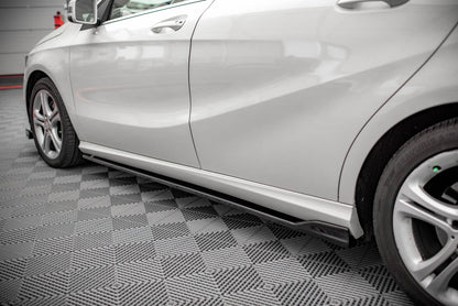 Seitenschweller Ansatz für V.1 für Mercedes-Benz A W176 schwarz Hochglanz