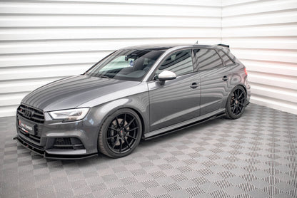 Seitenschweller Ansatz für Audi S3 Sportback 8V Facelift Carbon Look