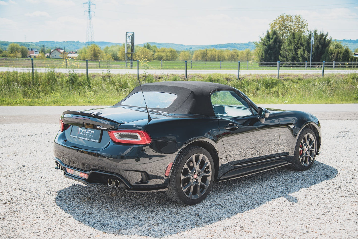 Heck Ansatz Flaps Diffusor für Fiat 124 Spider Abarth schwarz matt