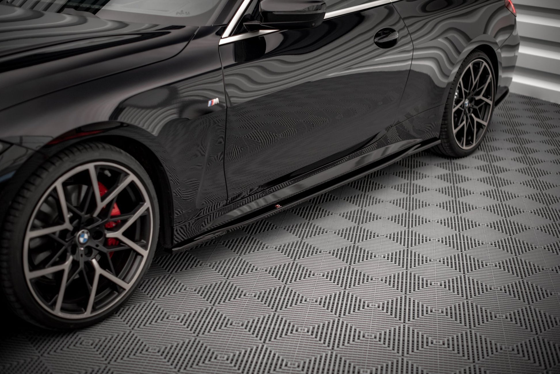 Seitenschweller Ansatz für V.3 für BMW 4er M-Paket G22 schwarz Hochglanz