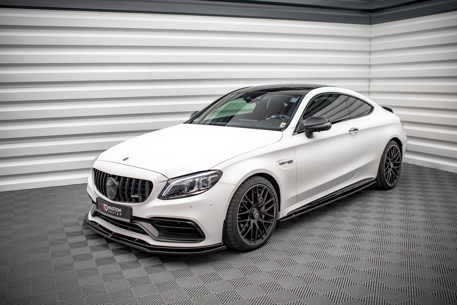 Seitenschweller Ansatz für V.1 für Mercedes-AMG C 63 AMG Coupe C205 Facelift schwarz matt