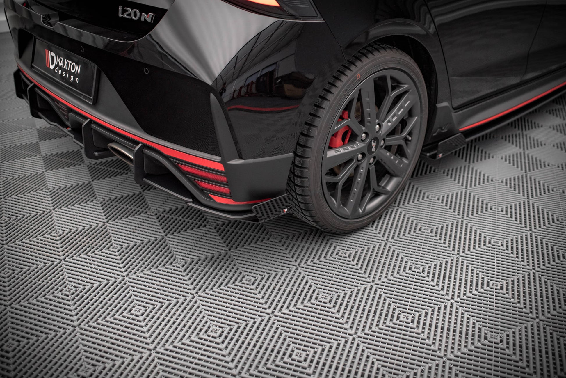 Street Pro Heck Ansatz Flaps Diffusor +Flaps für Hyundai I20 N Mk3 schwarz Hochglanz