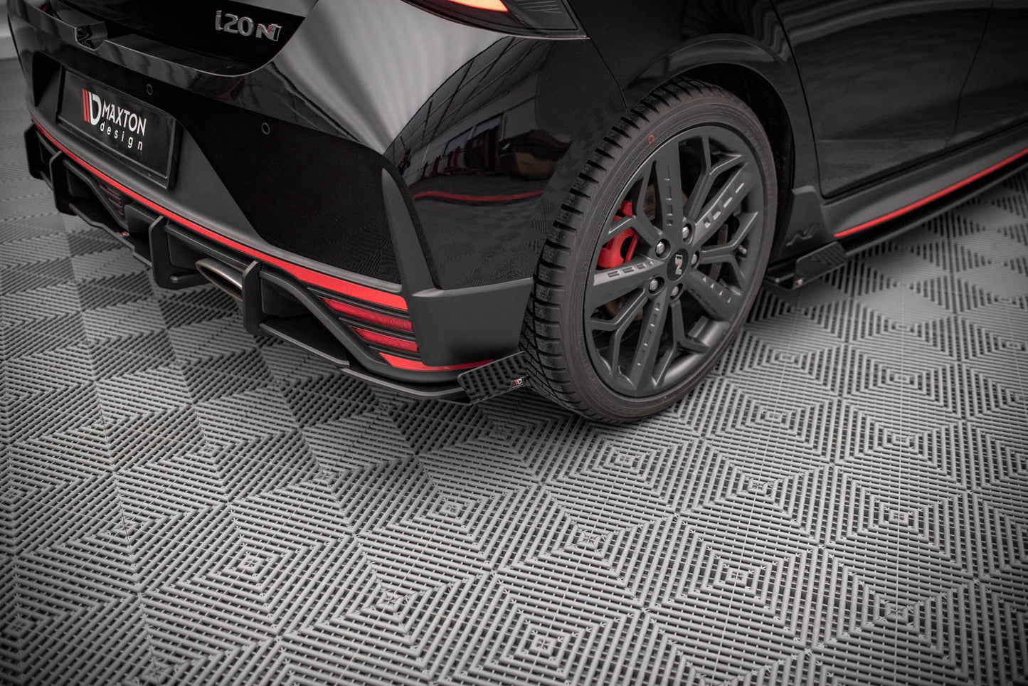 Street Pro Heck Ansatz Flaps Diffusor +Flaps für Hyundai I20 N Mk3 schwarz Hochglanz