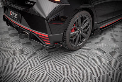 Street Pro Heck Ansatz Flaps Diffusor +Flaps für Hyundai I20 N Mk3 schwarz Hochglanz